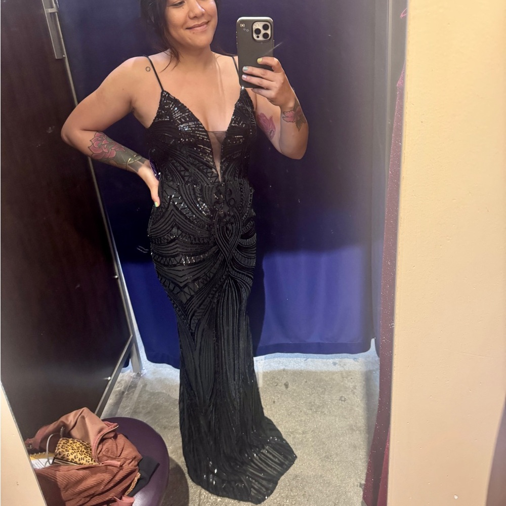 Windsor Black Sequin Embellished Gown